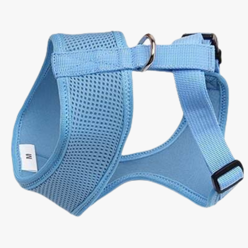 Vue de profil du harnais pour chien NYLON / Bleu clair | Truviafit